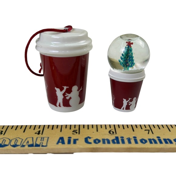 STARBUCKS 2006 Miniature Snow Globe Coffee To Go & Cup Ornament - Picture 3 of 7